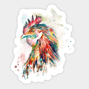 Red Rooster Head Sticker